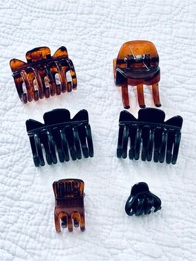 ❗️J. Crew Set of 6 Hair Claw Clip Set— Black & Tortoiseshell